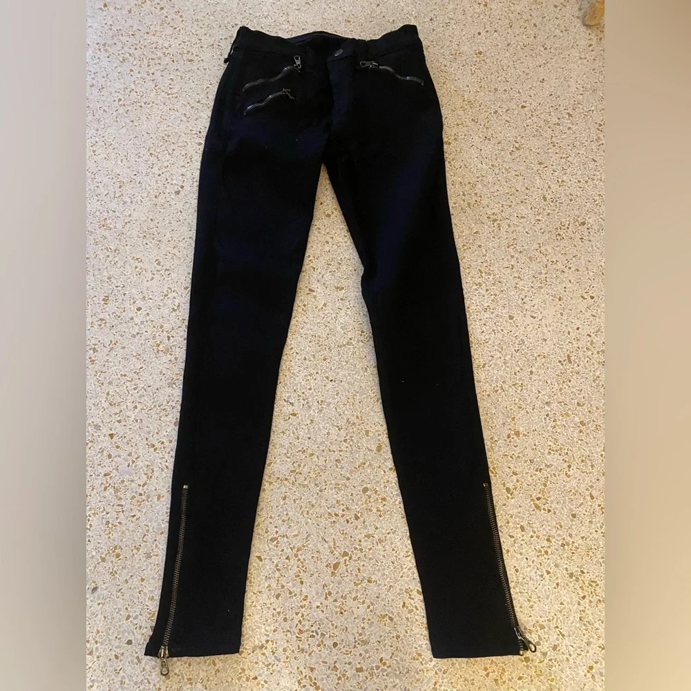$228 Rag & Bone Zip Black Kensington Moto Jeans Size 28